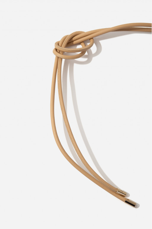 Beige leather cord belt /gold/