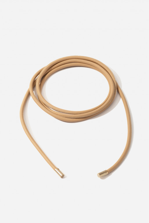 Beige leather cord belt /gold/
