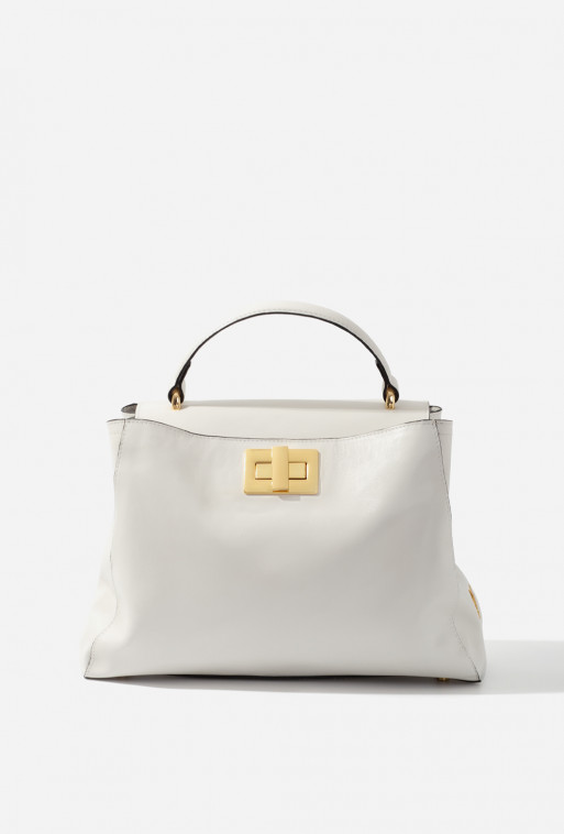 Erna Soft New white leather bag /gold/