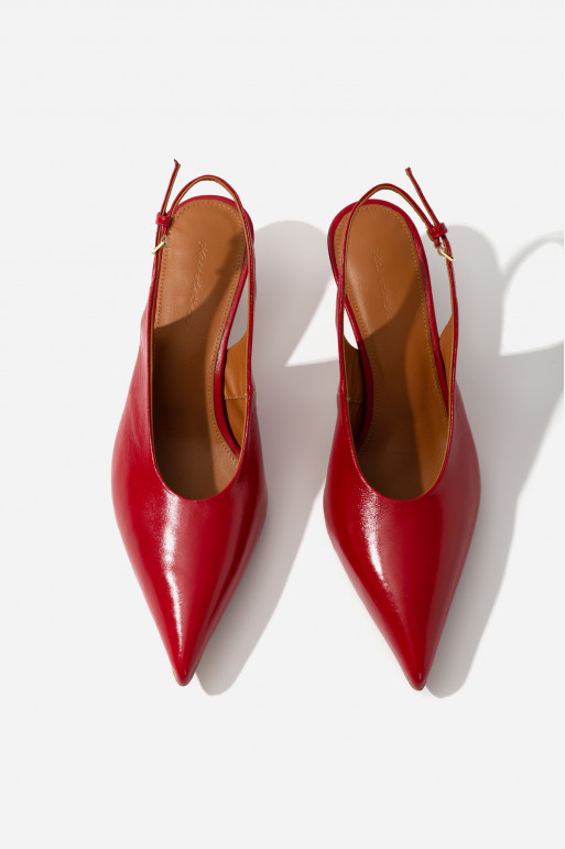 Darcy red leather slingback shoes /4 cm/