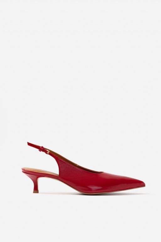 Darcy red leather slingback shoes