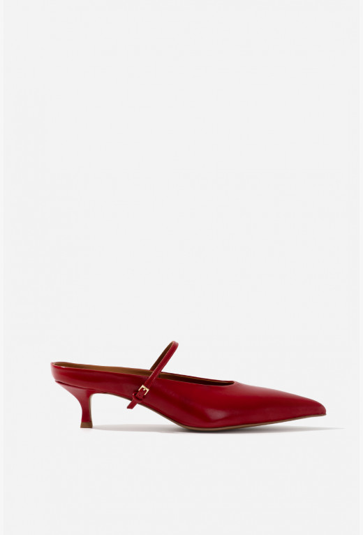 Womens red sales leather mules