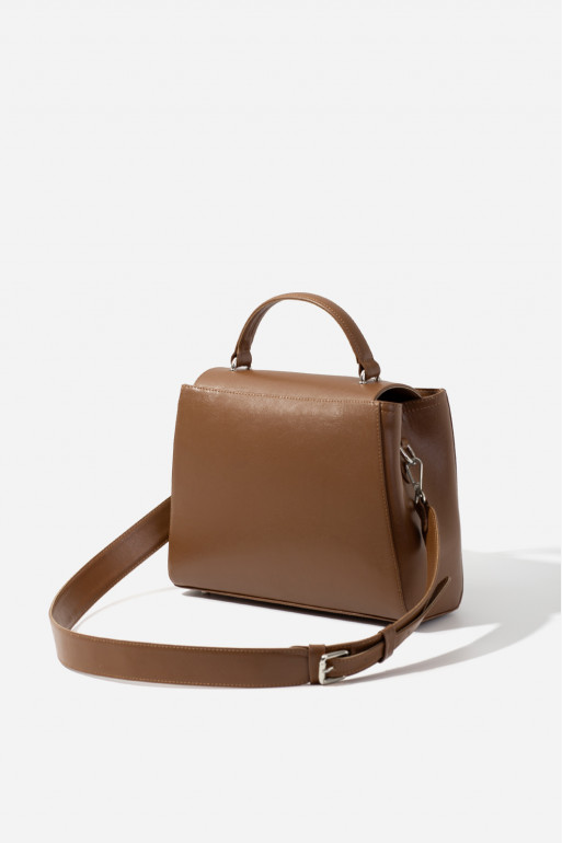 Erna New light brown leather bag /silver/