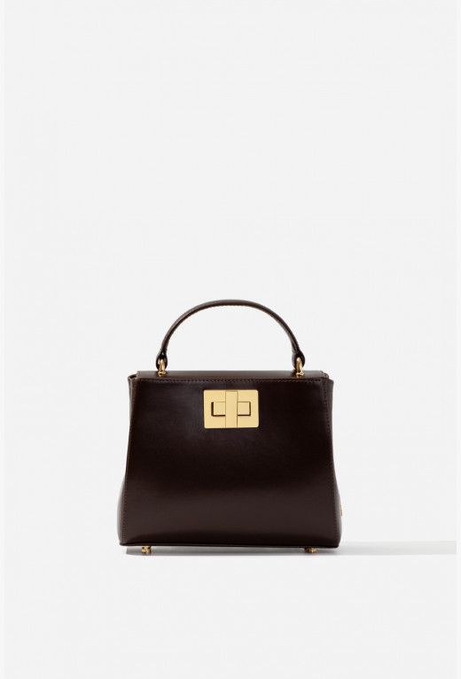 Erna mini New dark brown leather bag /gold/