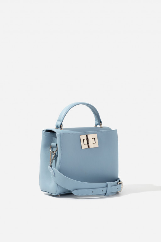 Erna mini New blue leather bag /silver/