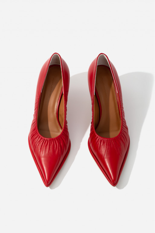 Lusy dark red leather pumps / 5cm/