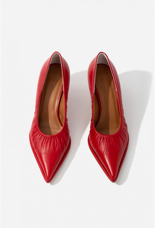 Lusy dark red leather pumps / 5cm/
