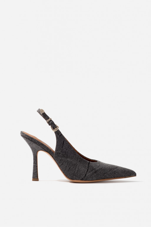 Shannen gray textile slingbacks