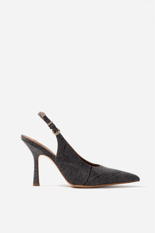 Shannen gray textile slingbacks