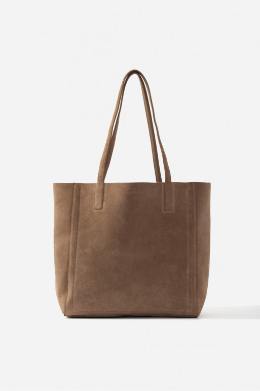 Sarah mini light brown suede shopper bag /gold/