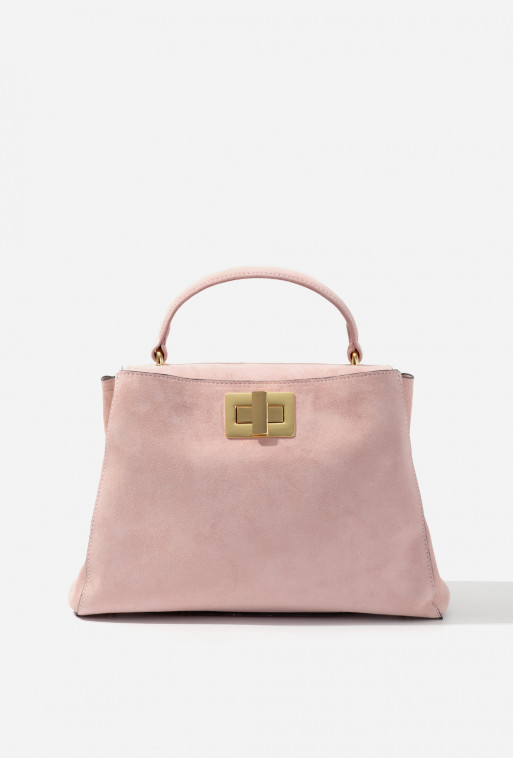 Erna Soft New pink suede bag /gold/