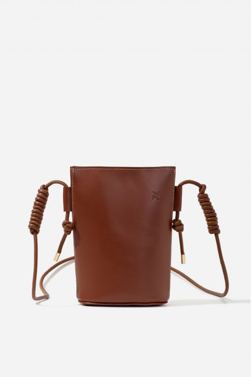 Brown leather Pocket bag /gold/