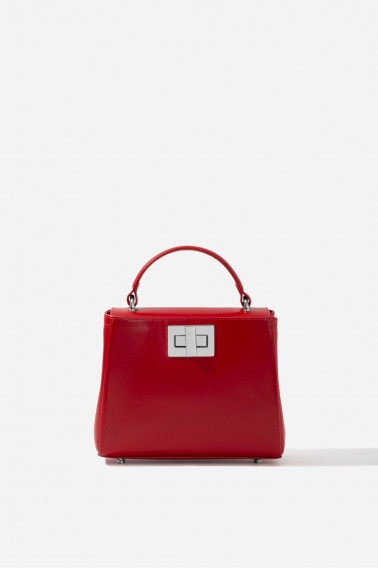 Erna mini New red leather bag /silver/