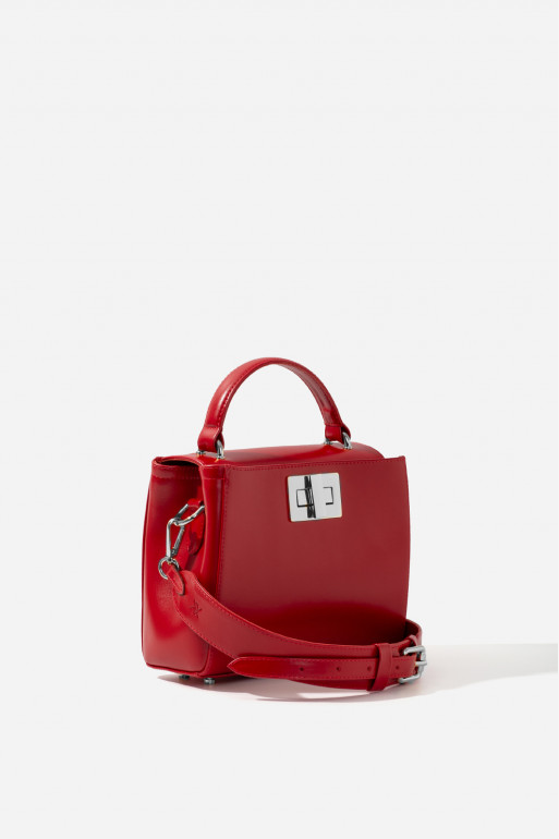 Erna mini New red leather bag /silver/