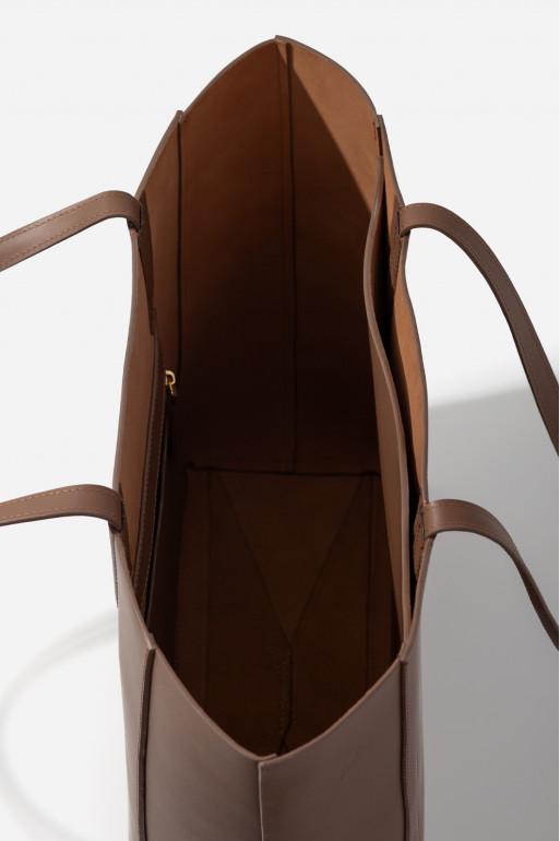 Sarah mini brown leather shopper bag /gold/