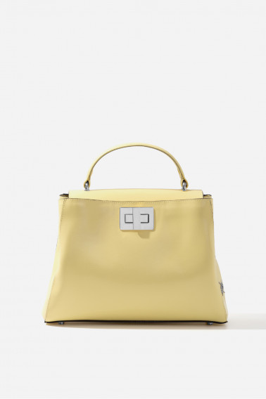 Erna Soft New light yellow leather bag /silver/