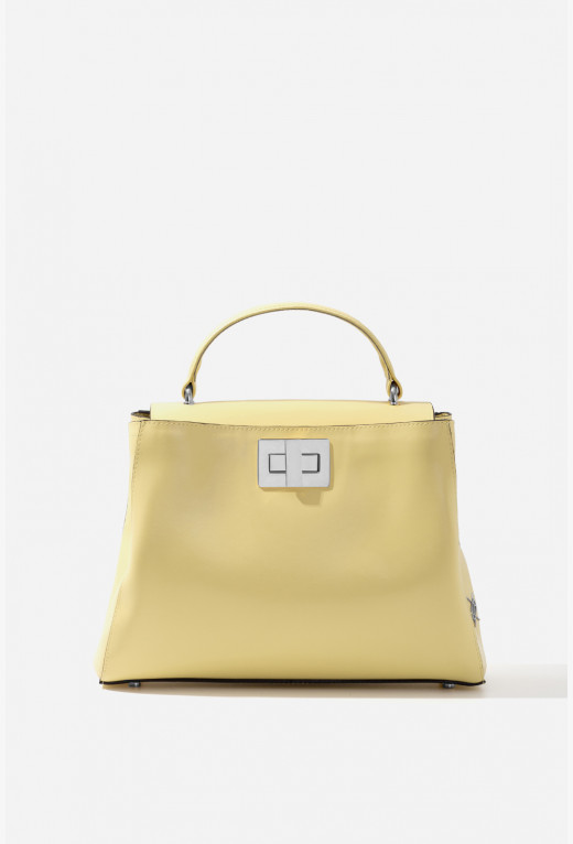 Erna Soft New light yellow leather bag /silver/