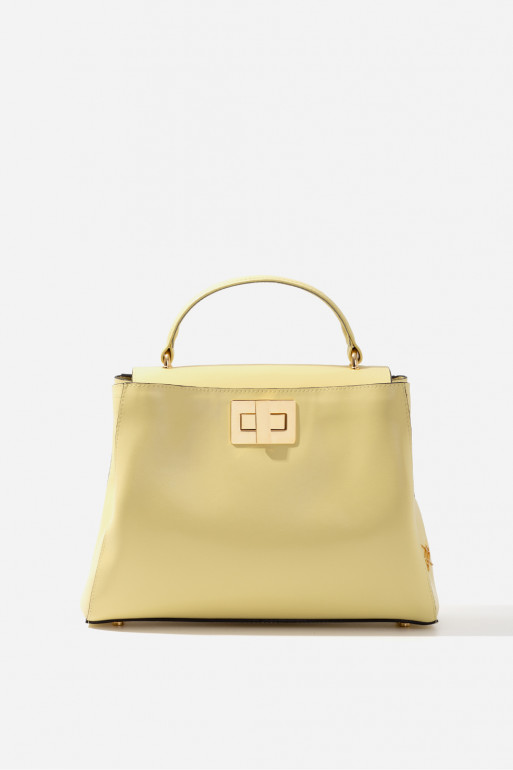 Erna Soft New light yellow leather bag /gold/