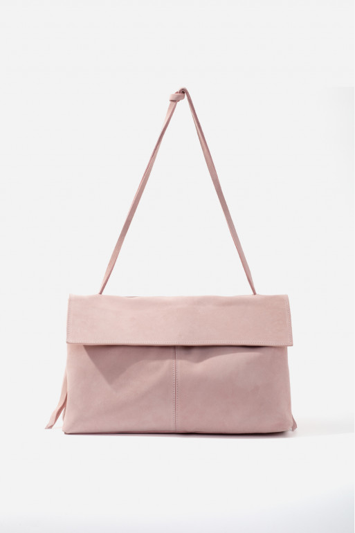 Rebecca Grande light pink suede bag