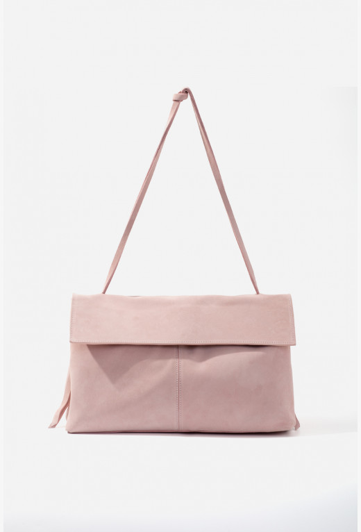 Rebecca Grande light pink suede bag