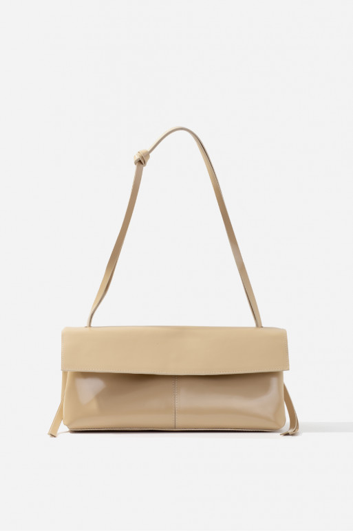 Rebecca light beige leather baguette bag