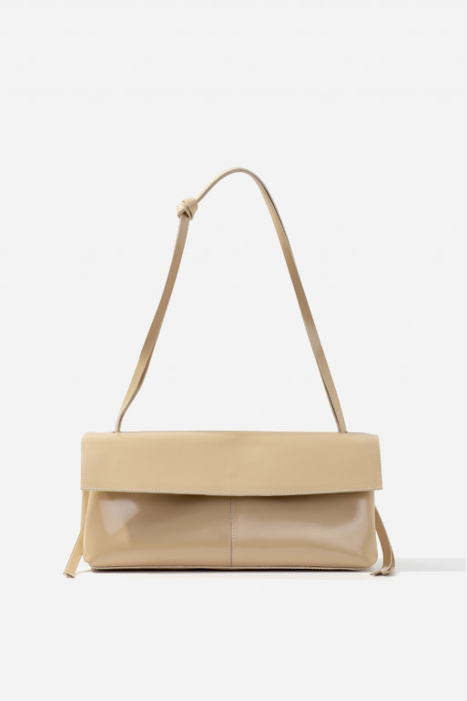 Rebecca light beige leather baguette bag