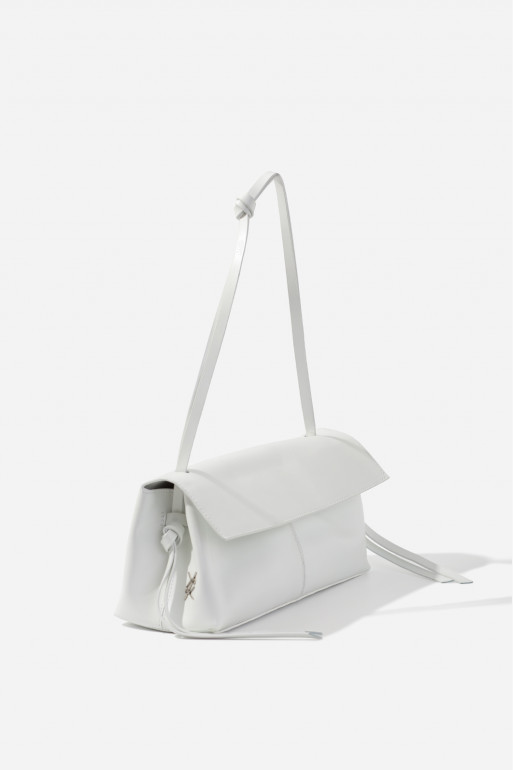 Rebecca white leather baguette bag