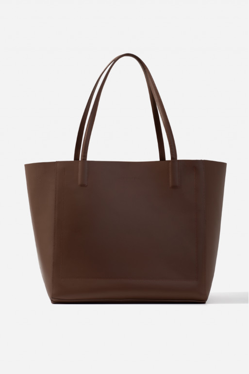 Sarah brown leather shopper bag /gold/