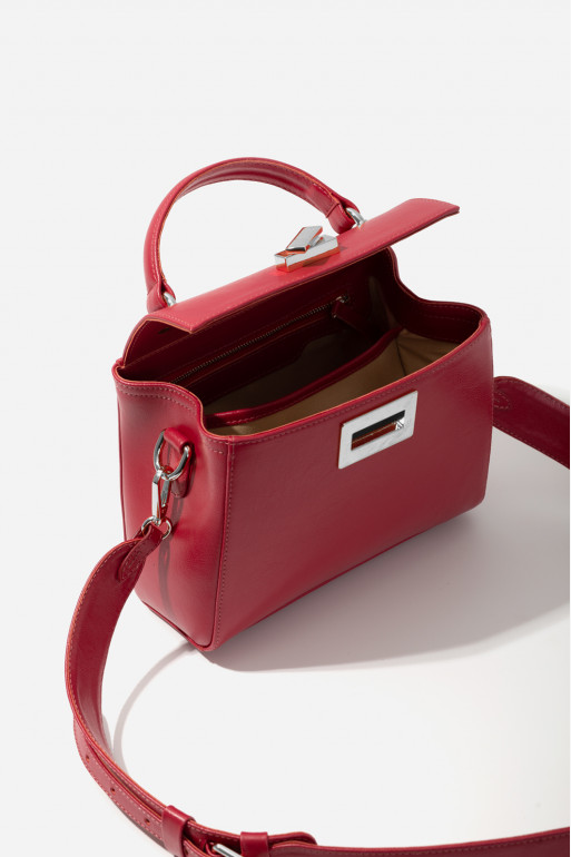 Erna mini New light red leather bag /silver/