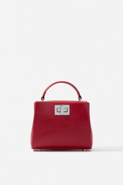 Erna mini New light red leather bag /silver/