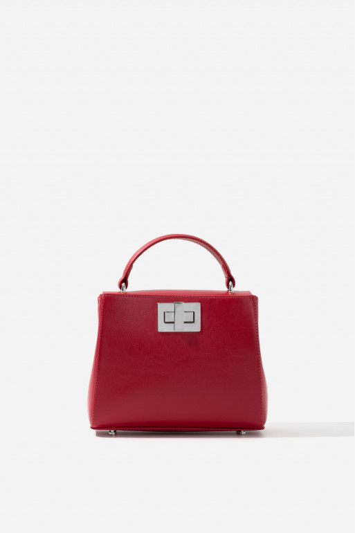 Erna mini New light red leather bag /silver/