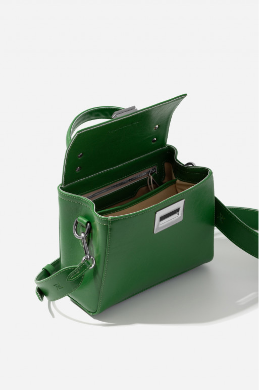 Erna mini New green leather bag /silver/