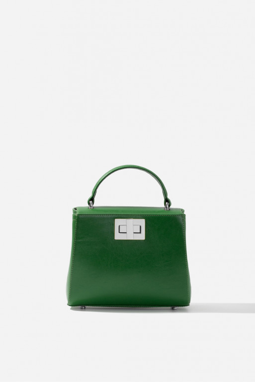 Erna mini New green leather bag /silver/