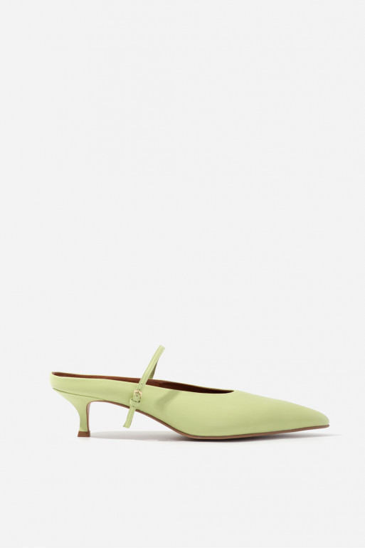 Rachel lime leather mules