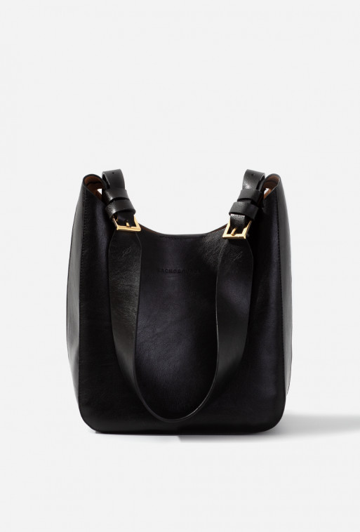 Tasha mini balck leather hobo-bag