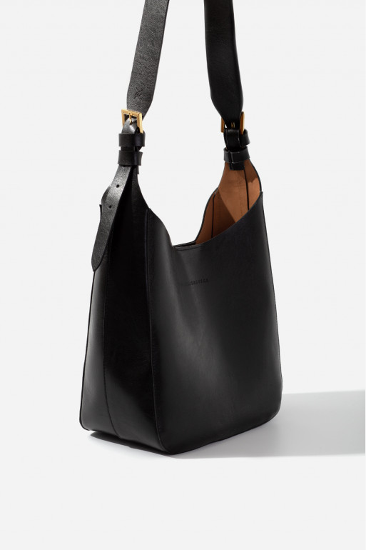 Tasha mini black leather hobo-bag