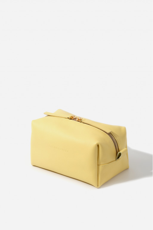 Yellow leather cosmetic bag /gold/