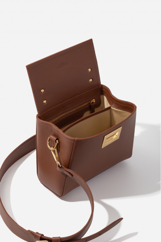 Erna mini New brown leather bag /vitage gold/