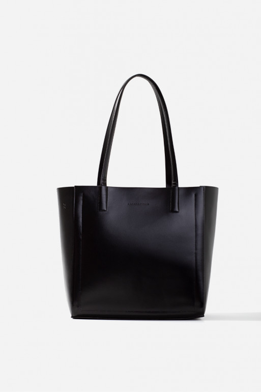 Sarah mini black leather shopper bag /gold/