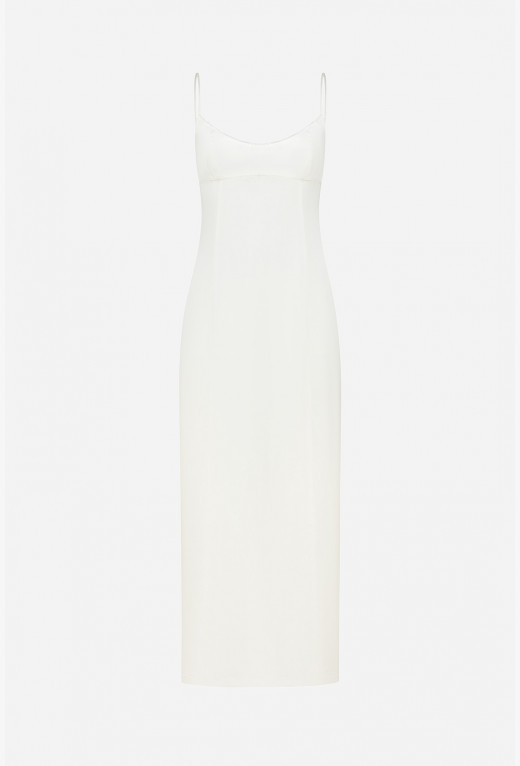 Платье макси сатиновое молочное
