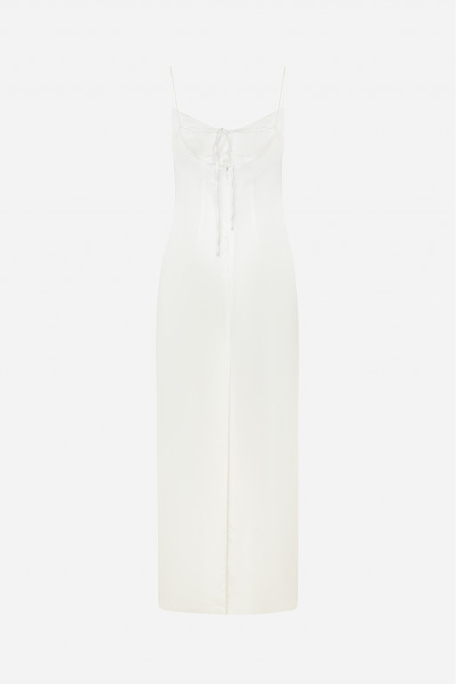 Платье макси сатиновое молочное
