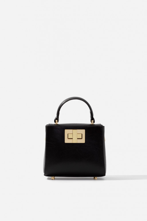 Erna micro New black leather bag /gold/