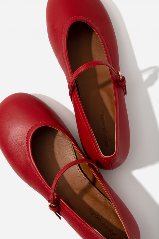 Ashley red leather ballet flats