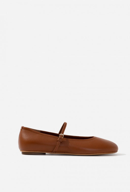 Ashley brown leather ballet flats