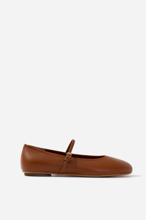 Ashley brown leather ballet flats