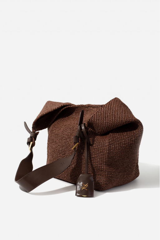 TASHA RAFFIA сумка-хобо коричнева