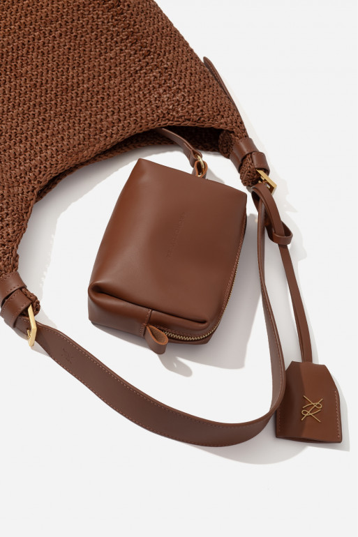 TASHA MINI RAFFIA сумка-хобо коричневий