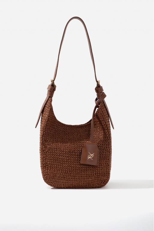 TASHA MINI RAFFIA сумка-хобо коричневий