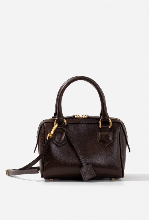 Drew dark brown leather bag /gold/