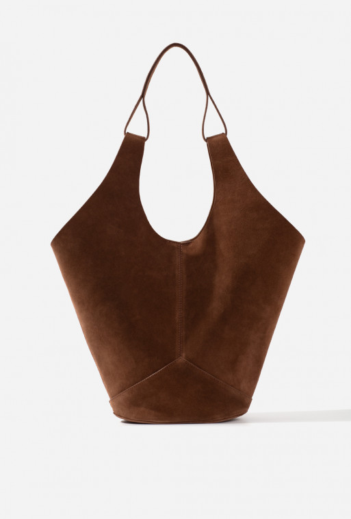 Khrystia brown suede shopper bag /silver/